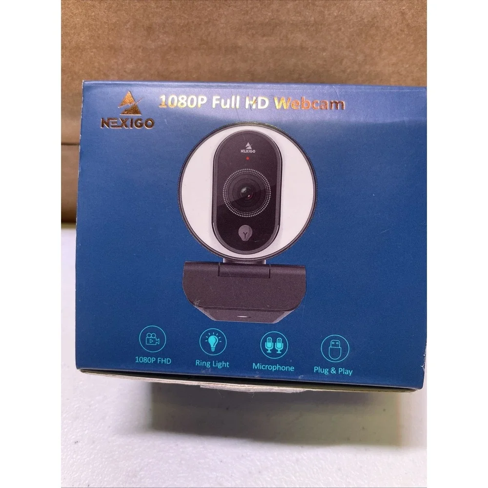NexiGo N680E 1080P HD Webcam with Ring Light, Privacy Cover and Dual Microphone